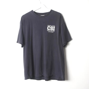 vintage CSI las vegas faded BOXY black and white 1990s tv show t-shirt -- size X.L. -- free shipping U.S.A 