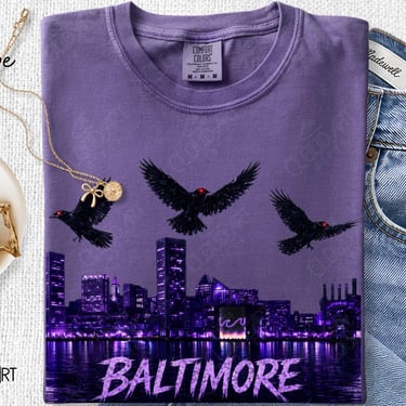 Baltimore Skyline Football T Shirt, Ravens Game Day Shirt, Baltimore Fan Gear by CloudArt