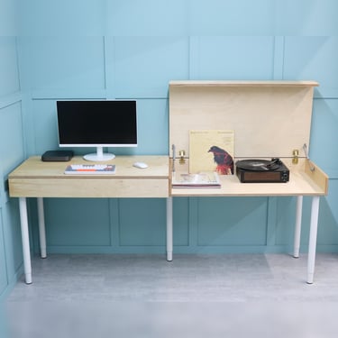 Birch Plywood Multi-Functional Shared Desk – Handmade To Order, DUET 
