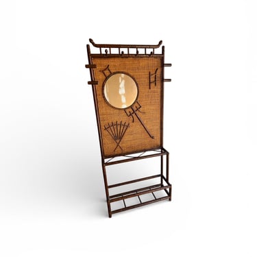 Vintage Japanese hall tree - bamboo and tortoise shell finish 