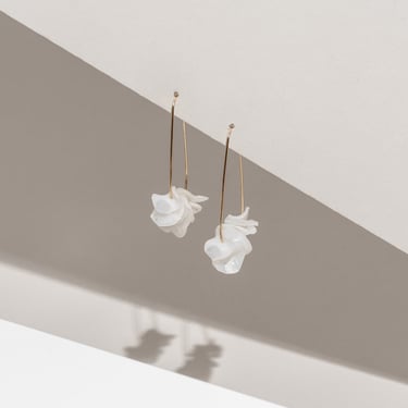 Sustainable 14k Gold-Filled White Teardrop Earrings Handmade with 100% Recycled Materials. Summer Earring, Light and Versatile. 