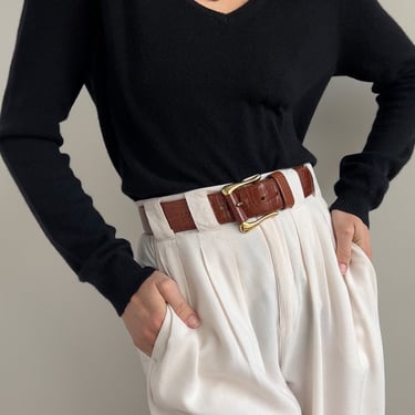 Vintage Coal Pure Cashmere V Neck Sweater
