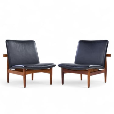 Finn Juhl for France and Sons FD137 Mid Century Danish Teak Japan Lounge Chairs - Pair - mcm 