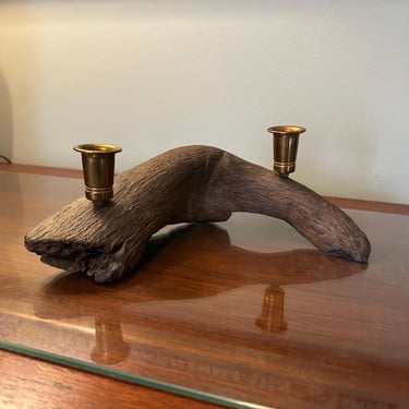 Driftwood Midcentury Modern Candlestick Holder | Rustic MCM Decor 