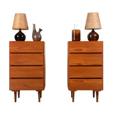 Pair of Danish Petite Chests of Drawers | Nightstands in Teak