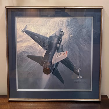 Keith Ferris Signed F-16 Print Sunrise Encounter Framed Art 25" x 25" 