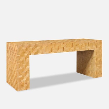 Postmodern Bamboo Parquet Waterfall Console Table