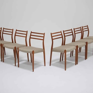 Niels Otto Møller Model 78 Dining Chairs: Set of 8 Iconic Solid Teak Chairs, Denmark, 1960s