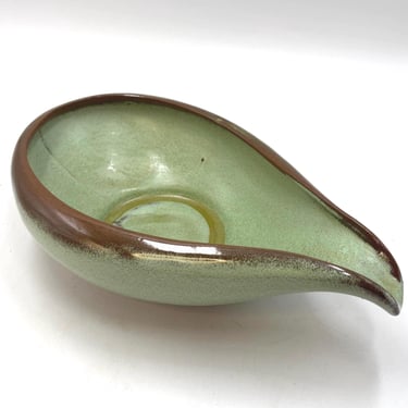 Vintage Frankom Pottery Centerpiece Console Bowl, Plainsman Green with Brown Accents, 214 