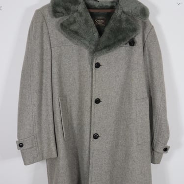 Vintage 70s/80s Sears Wool Coat Gray Men's Size Large/42? Pile Lining 
