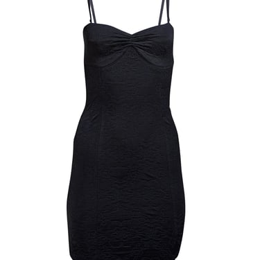 Jean Paul Gaultier - Black Brocade Textured Sleeveless Fitted Dress Sz S