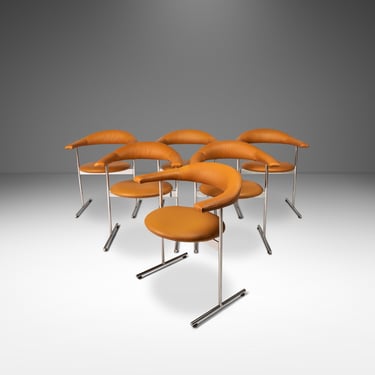 Set of Six ( 6 ) Space Age Model 037 Airport Armchairs / Dining Chairs by Geoffrey D. Harcourt for Hans Kaufeld, Germany, c. 1960's 