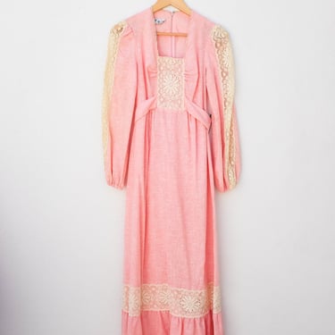 Pink Prairie Dress With Crochet Details