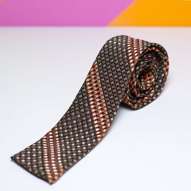 Vintage 1960s Brown Skinny Flat Necktie 