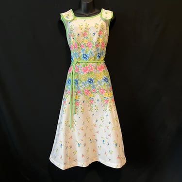 1970s floral sundress vintage flower print sun dress large 