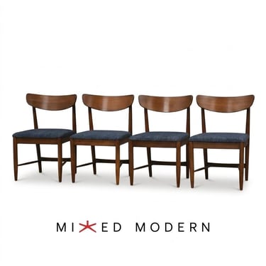 Walnut Blue American of Martinsville Dining Chairs - Set of 4 