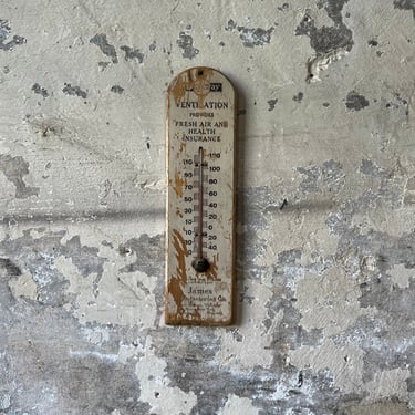 Vintage Jamesway Barn Vents Advertising Wood Thermometer James Mfg 