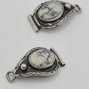 Howlite / White Turquoise Watch Tips - Sterling Silver Watch Bands - Silver Howlite Watch Ends - Watch Band - Smartwatch Band 