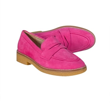 Stuart Weitzman - Hot Pink Suede Loafers Sz 10.5