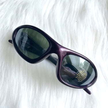Vintage Y2K Dark Purple Wraparound Sunglasses 