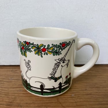 Vintage Audrey Christie Unicorn Mug, Orange Tree Branch Border, Coffee Mug, Tea, Recycled Paper Products, Chicago 