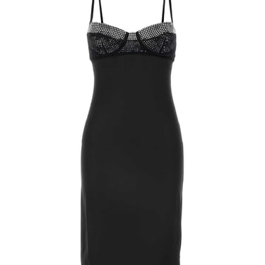 Oseree Women Black Stretch Satin Dress