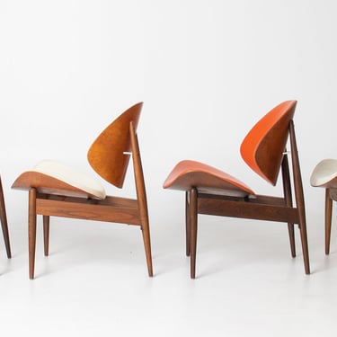 Seymour James Weiner for Kodawood Clam Shell Set of Four Dining Chairs