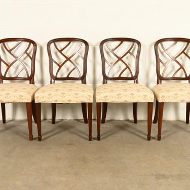 Kindel Furniture Style Federal Carved Mahogany Dining Chairs, Set of Four