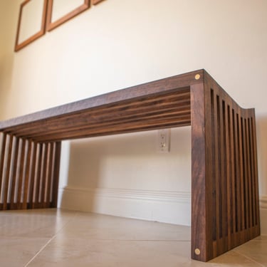 Modern Slat Bench in Walnut 