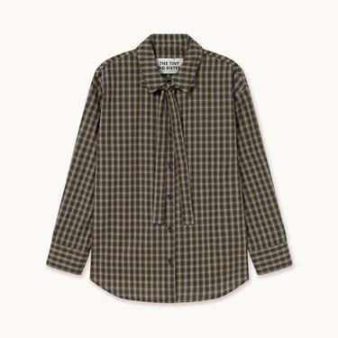 Check Bow Neck Shirt - Plaid