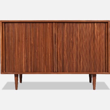 Vintage Barzilay California Modern Tambour-Door Walnut Credenza by Barzilay