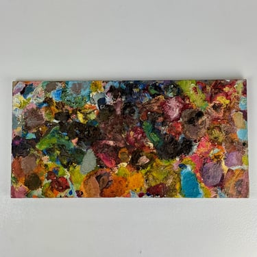 Exquisite Rare Vintage Double Sided Glass Artist's Painting Palette With Multicolored Old Oil Paint 