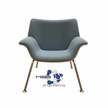 3 Avail Herman Miller Swoop Lounge Chair Walnut & Blue, 2021 