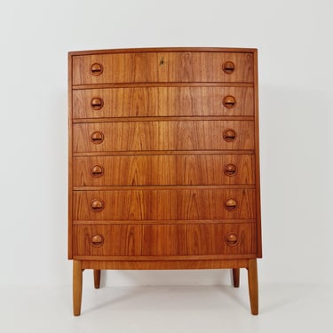 Midcentury Danish Curved design chest of drawers tallboy BY Kai Kristiansen, 1960s 