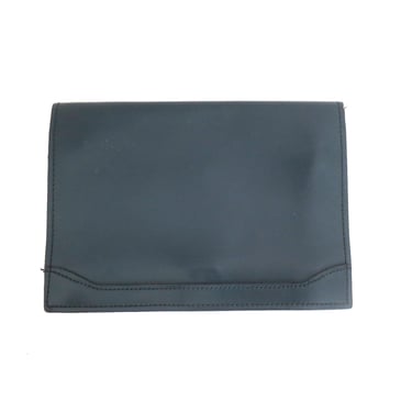 Vintage Blue Leather HALA Clutch Purse / Modern Envelope Handbag 