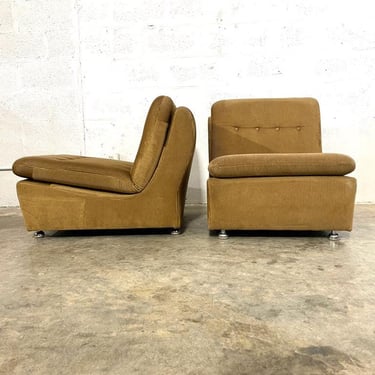 Pair Danish Mid Century Modern Modular Lounge Chairs 