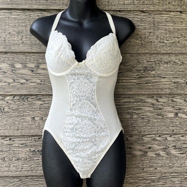 white lace Olga all in one shape wear / one piece undergarment 36B 