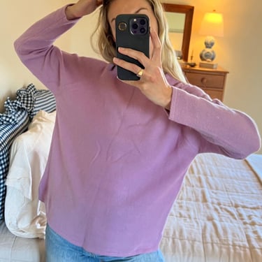Vtg 90s Lambswool Angora Sweater, Vintage Lavender Purple Wool Sweater, Crewneck Pullover Knit, Women's Boxy Sweater 