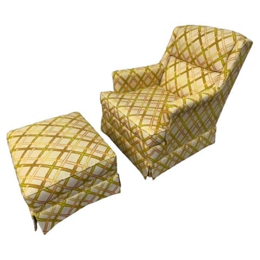 Mid-Century Modern Yellow Lounge Chair & Ottoman 