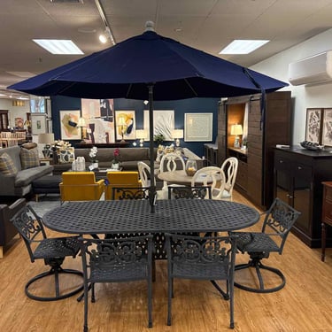Ballard Design Aluminum Outdoor Dining Set w/ 6 Chairs