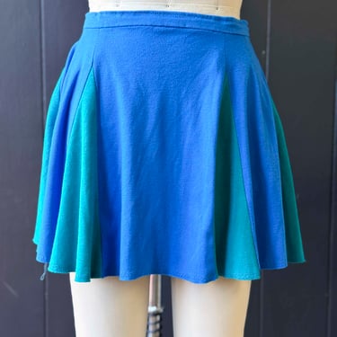 Vintage Teal & Blue Mini Skirt - XS