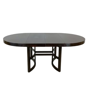 Ebonized Mahogany Round Extension Dining Table | Attributed to Paul Frankl | Mid-Century Modern 