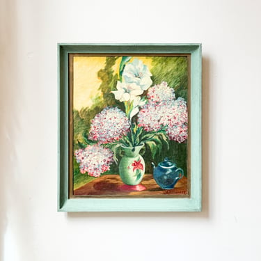 Ivanoff Still Life Oil Painting with Green Frame