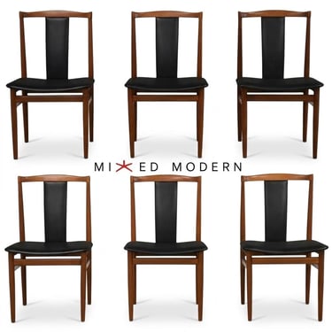Danish Modern Teak Black Dining Chairs by Henning Sorensen - Set of 6 