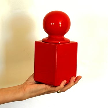 Red glazed ceramic box / by Pino Spagnolo for Sicart / Italy, 70s / modern ceramic box / canister / jar / 