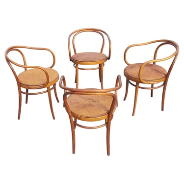 Gebrüder Thonet for Stendig Model 209 Bentwood Chairs with Rare Cowhide Seats