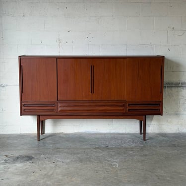 Johannes Andersen Teak Sideboard Credenza with Sliding Doors Danish Mid-Century Modern 1960s 