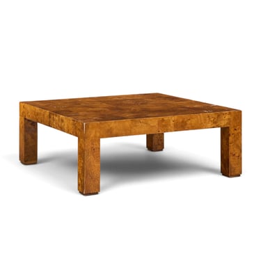Milo Baughman Style Hekman Mid Century Burlwood Coffee Table - mcm 