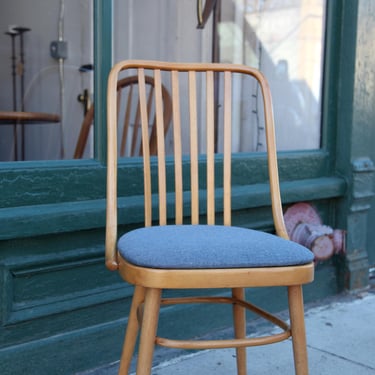 Vintage 80's bentwood cafe dining chairs Ligna Drevounia Czechoslovakia BLUE denim | Free delivery in NYC and Hudson Valley areas 