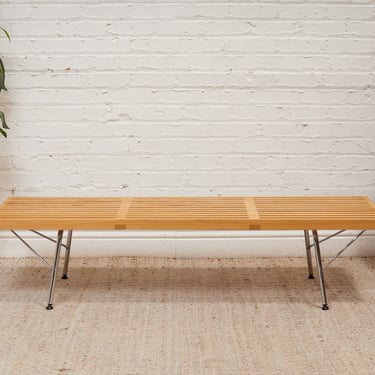 George Nelson Style Platform Bench With Metal Base
